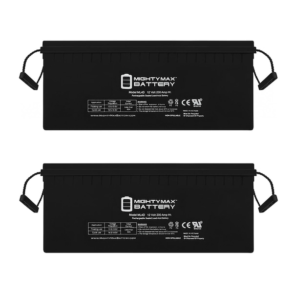 Mighty Max Battery 12V 200Ah 4D Battery Replacement for Wagner Mining Equipment - 2PK - MAX3906754