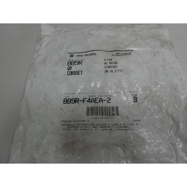 Cable de 4 clavijas recto Micro QD Ser A 2M 300V-AC - 889R-F4AEA-2 de Allen Bradley
