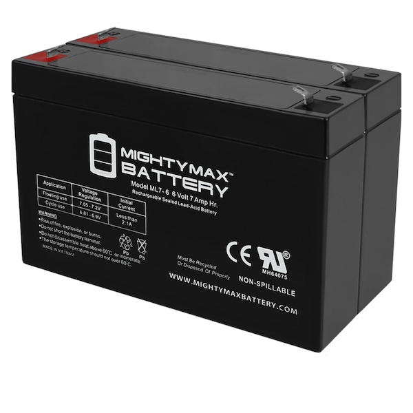Mighty Max Battery 6V 7Ah SLA Replacement Battery for Tripp Lite RBC62-1U - 2 Pack - ML7-6MP215963644