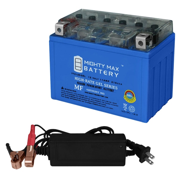Mighty Max Battery YTZ12S GEL Battery Replaces Honda 700 NC700X 2016 With 12V 2Amp Charger - MAX3839760