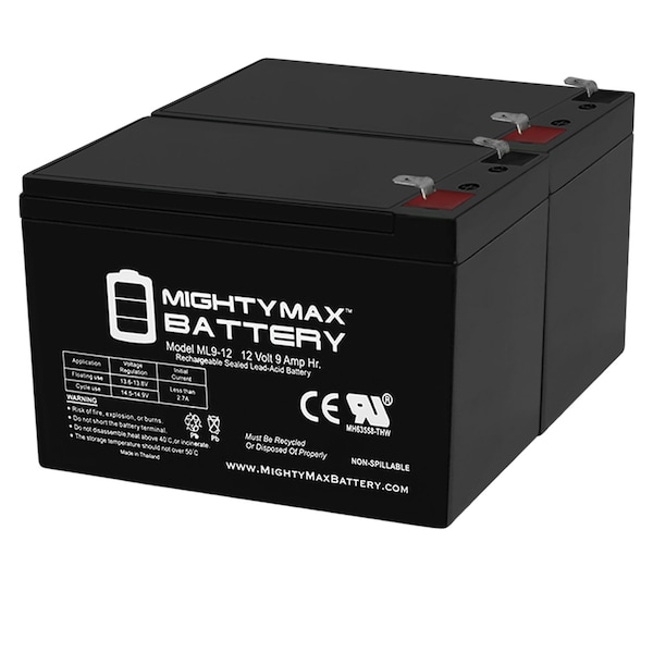 Mighty Max Battery 12V 9Ah SLA Battery Replaces Leoch DJW12-9.0 T2, DJW 12-9.0 T2 -2Pack - ML9-12MP25112474887