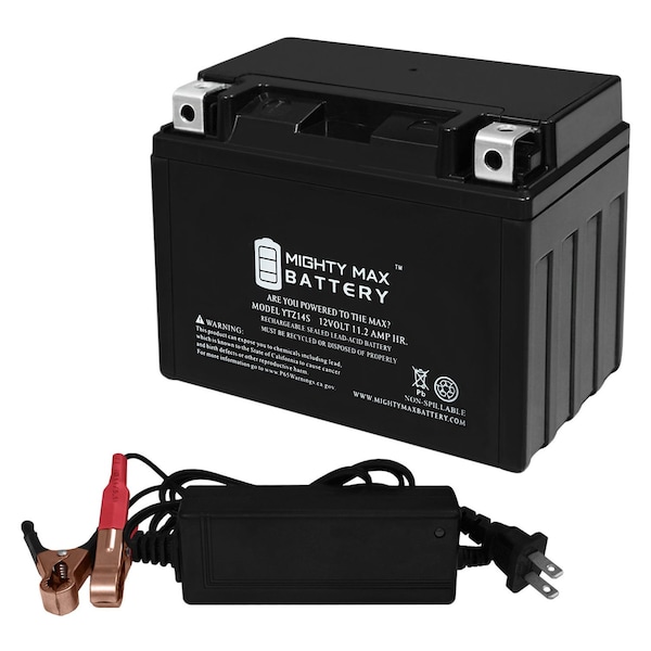 Mighty Max Battery YTZ14S 12V 11.2AH Replaces Derbi GP1 125 250 250i With 12V 2Amp Charger - MAX3832277