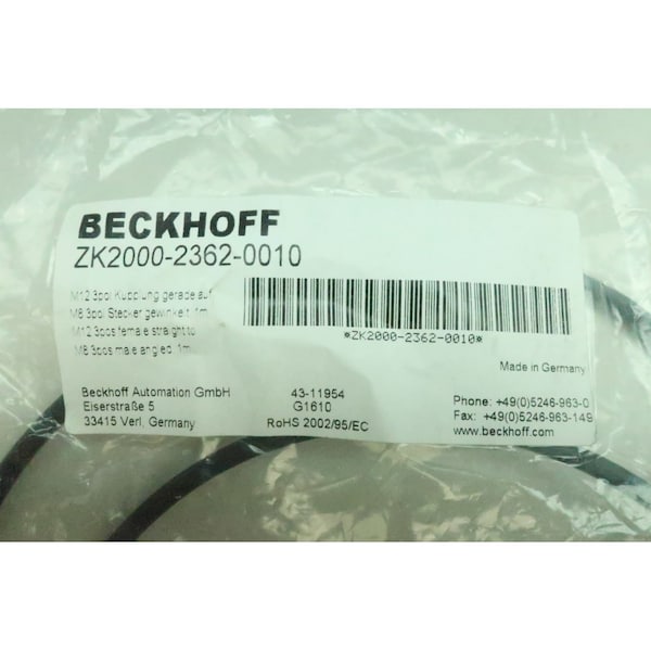 Beckhoff ZK2000-2362-0010 SENSOR 1M 300V-AC CABLE DE CORDSET - ZK2000-2362-0010