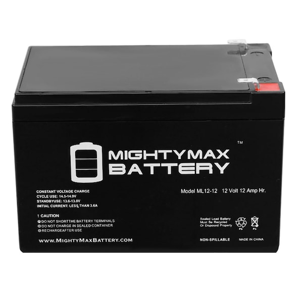 Mighty Max Battery ML12-12 - 12V 12AH F2 Battery Replaces WKA12-12F2 Genuine - 4 Pack - ML12-12F2MP4418