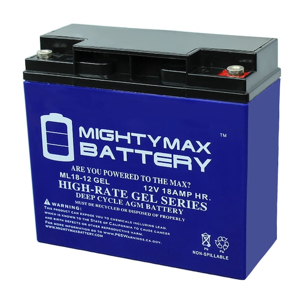 Mighty Max Battery 12V 18AH GEL Battery Replaces Vector VEC012C, VEC021STC - 2 Pack - ML18-12GELMP2708