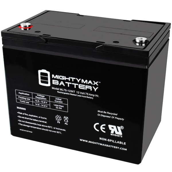 Mighty Max Battery 12V 75Ah Internal Thread Replacement Battery for MK M24 SLD G FT - MAX3944126