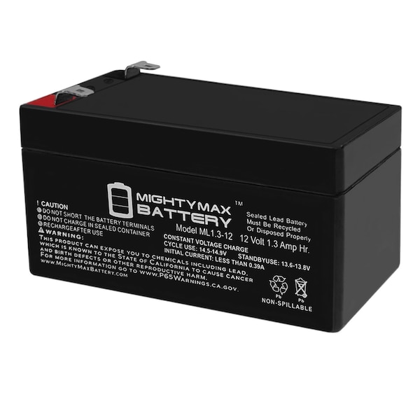 Mighty Max Battery 12V 1.3Ah Replacement Battery for Yuasa NP1.2-12 - 2 Pack - ML1.3-12MP232148