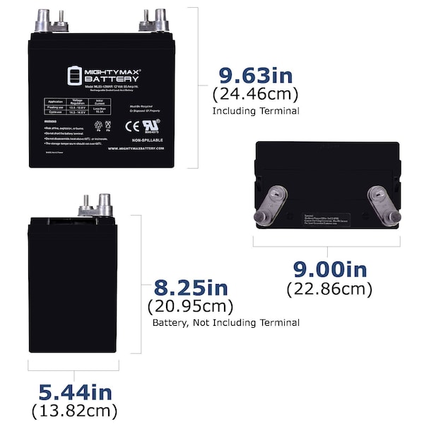 Mighty Max Battery ML55-12MAR 12V 55AH Replacement Battery Compatible with Deep Cycle Marine and RV - MAX4042028