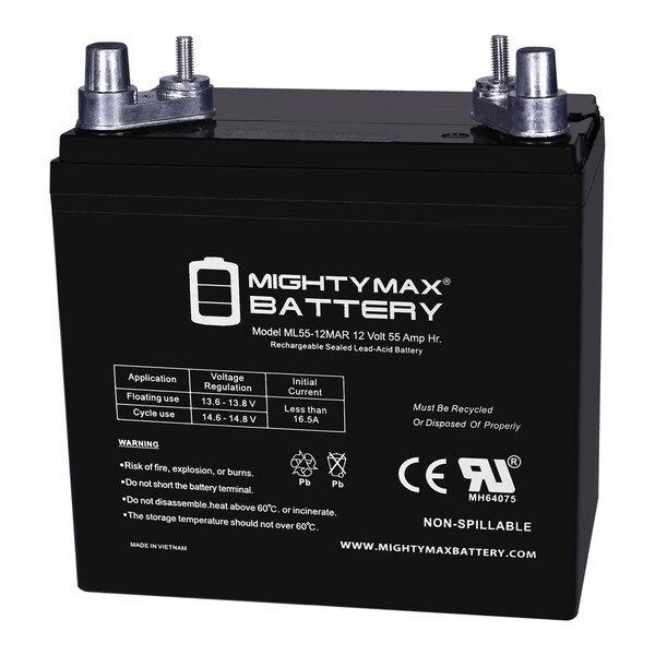 Mighty Max Battery ML55-12MAR 12V 55AH Replacement Battery Compatible with Deep Cycle Marine and RV - MAX4042028