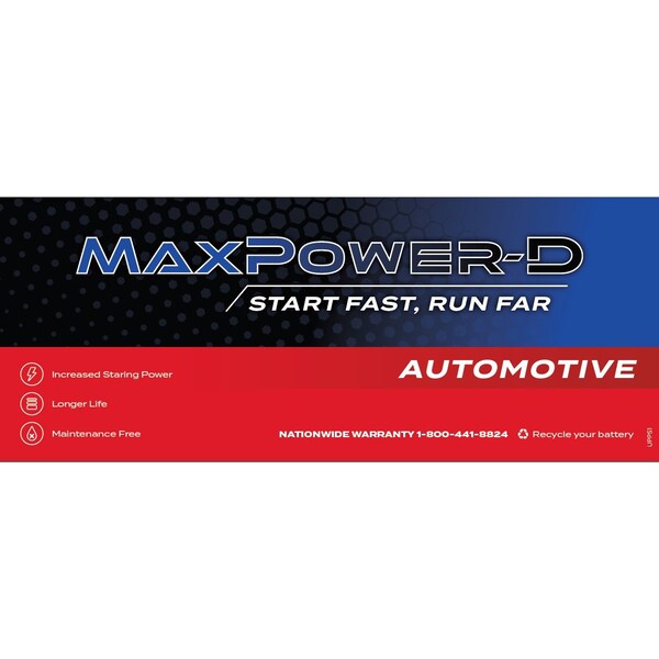Maxpower-D 12V 800 CCA Maintenance-Free Auto Battery Group 34/78DT - 778DT