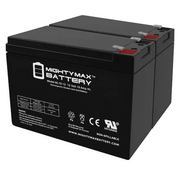 Mighty Max Battery 12V 10AH SLA Replacement Battery for Compaq T700 UPS - 2PK - MAX3983496
