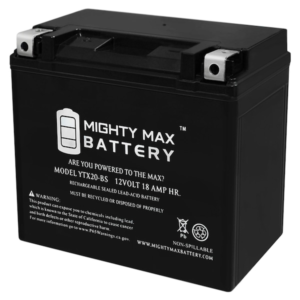 Mighty Max Battery 12V 18Ah Battery for S.O.S Marine MFG All Models All Years - YTX20-BS50