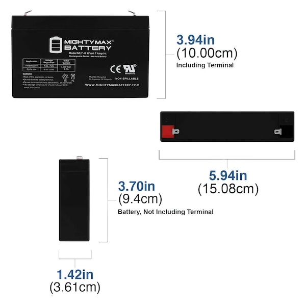 Mighty Max Battery 6V 7AH Replacement Battery compatible with Power Patrol SLA0925 With 6V Solar Panel - MAX3469150