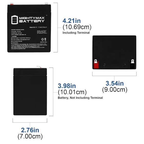 Mighty Max Battery 12V 5AH SLA Battery Replacement for PS-640, PS640F1 - ML5-122676470
