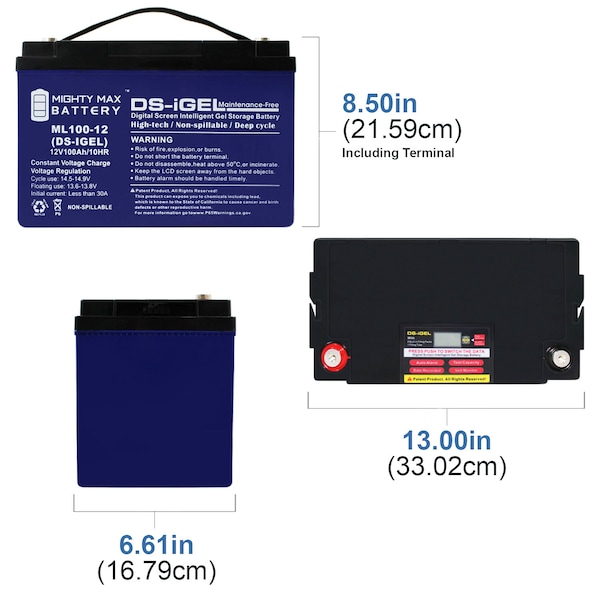 Mighty Max Battery 12V 100AH GEL Battery Replacement for Interstate DCM0100 - ML100-12GEL11