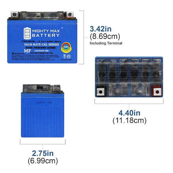 Mighty Max Battery YTX4L-BS GEL Replacement Battery for Power Max GTX4L-BS With 12V 1Amp Charger - MAX3953367
