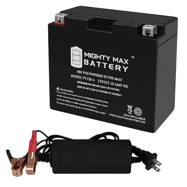 Mighty Max Battery YT12B-4 Replaces Ducati ST3 992 SportTouring 06-07 With 12V 2Amp Charger - MAX3886581