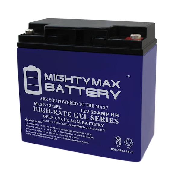 Mighty Max Battery 12V 22AH GEL Battery Replacement for Half U1 Wheelchair Scooter - ML22-12GEL633