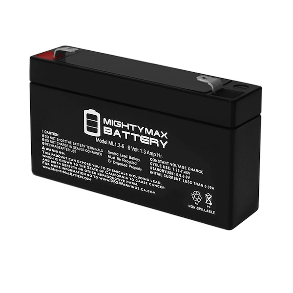 Mighty Max Battery 6V 1.3AH SLA Battery Replacement for Battery Center BC-613 - ML1.3-6114