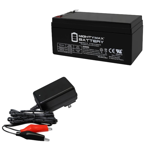 Mighty Max Battery 12V 3AH SLA Replacement Battery compatible with 5350 Cardiac Science With 12V Charger - MAX3961440