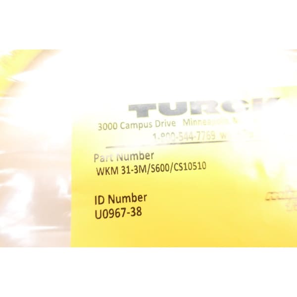 Turck WKM 31-3M/S600/Cs10510 Cable de Cordón de 3M - WKM 31-3M/S600/CS10510