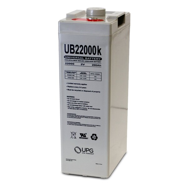 Upg Sealed Lead Acid Battery, 2 V, 200Ah, UB22000, I8 Internal Thread Terminal, AGM Type - 45797