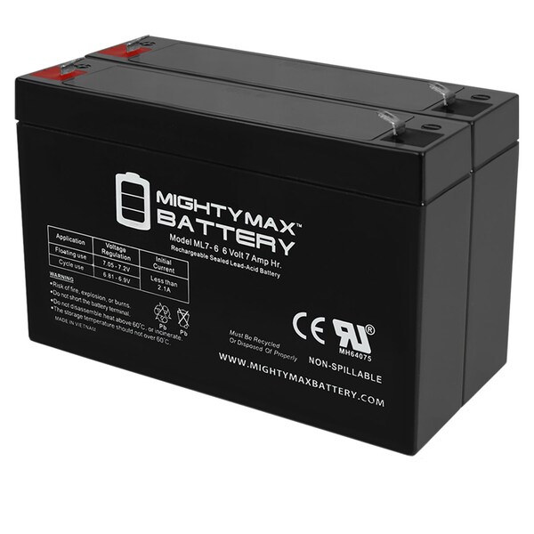 Mighty Max Battery 6V 7Ah SLA Battery Replacement for EnerSys Genesis NP7-6FR - 2 Pack - ML7-6MP215963666