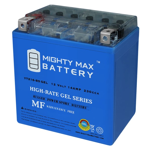 Mighty Max Battery YTX16-BS GEL Battery Replacement for CYTX16-BS-1 - YTX16-BSGEL101