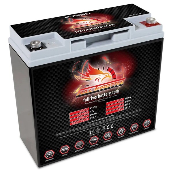 Fullriver Full Throttle 20Ah 230 CCA AGM Battery replaces BT19BL-BS - FT230