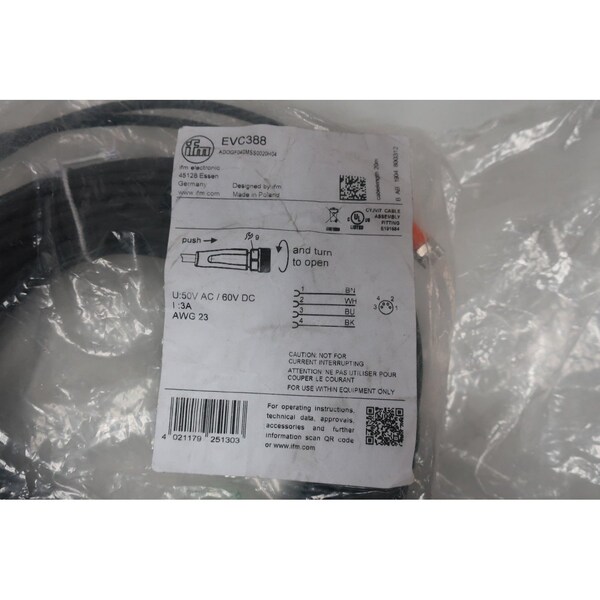 Cable de cordón Ifm 20M 50V-CA 60V-CC - EVC388