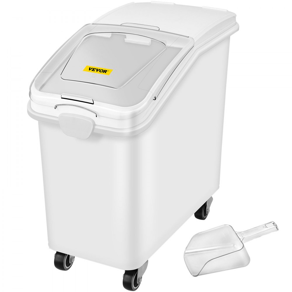 VEVOR 27 Gallon Ingredient Storage Bin 500 Cup Ingredient Bin with Scoop and Sliding Lid Commercial Food Container Ideal for Kitchen, White - MX750X400X755MM01V0