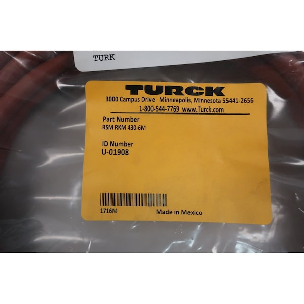 Turck Rsm Rkm 430-6M 6M Cordset Cable - RSM RKM 430-6M - Cable de 6M para ensamblar RSM RKM 430-6M