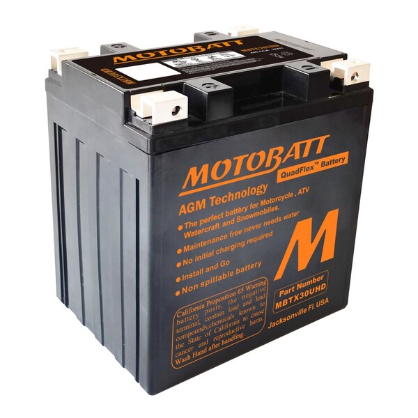Motobatt 34Ah 440 CCA AGM Powersports Battery replaces Y60N24 Y60N30 12N24 YIX30 52515 53030 EXT30 PC925 - MBTX30UHD
