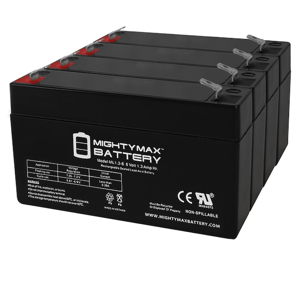 Mighty Max Battery 6V 1.3Ah SLA Replacement Battery Compatible with Saite BT-6M1.3AC - 4PK - MAX3985708