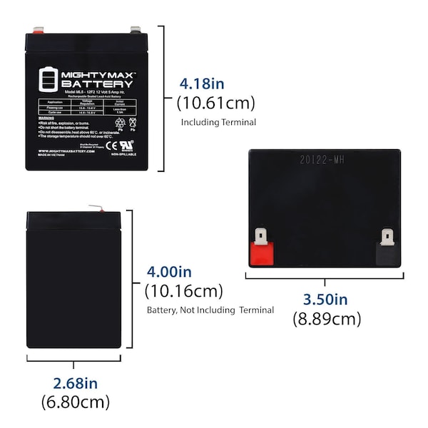 Mighty Max Battery 12V 5Ah F2 SLA Replacement Battery for BB SHR7-12 - MAX3973976