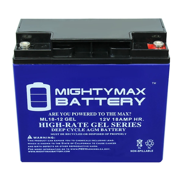Mighty Max Battery 12V 18AH GEL Replacement Battery for Earthwise Lawn Mower - 2 Pack - ML18-12GELMP2381