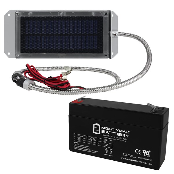 Mighty Max Battery 6V 1.3AH Replaces Exit Backup Power Emergency Light With 6V Solar Panel - MAX3889506
