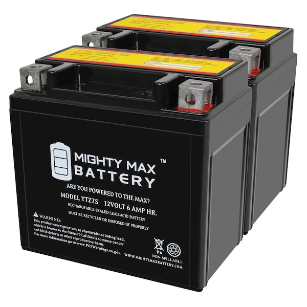 Mighty Max Battery YTZ7S 12V 6AH Replacement Battery compatible with Honda Fits All Brands Kawasaki OEM K86 - 2PK - MAX4004468