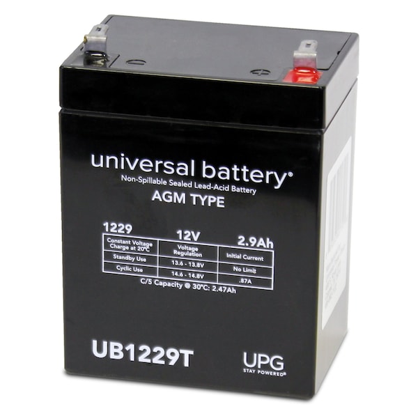 Upg Sealed Lead Acid Battery, 12 V, 2.9Ah, UB1229T, F1 (Faston Tab) Terminal, AGM Type - D5700