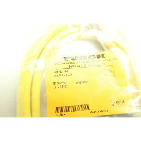 Cable de cordón de 2M Turck Vay 22-E658-2M - VAY 22-E658-2M
