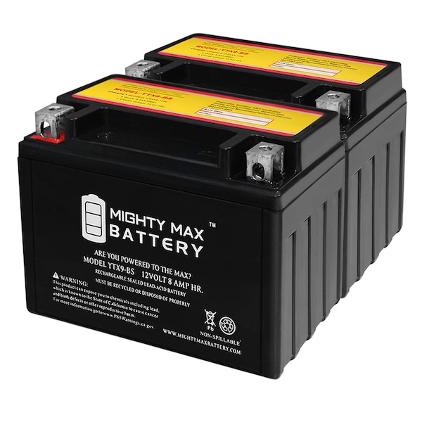 Mighty Max Battery YTX9-BS SLA Battery Replaces Piaggio Vespa 180 ET4 1998-2004 - 2PK - MAX3863111