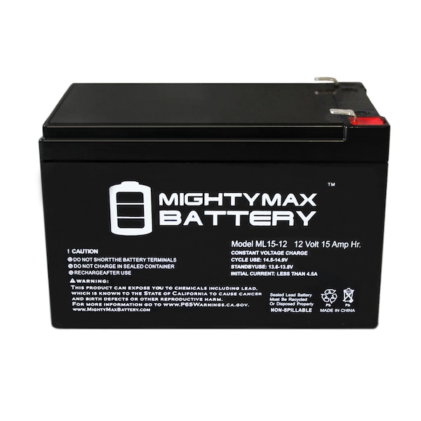 Mighty Max Battery 12V 15AH F2 Battery Replacement for Cruzin Cooler - ML15-1237678