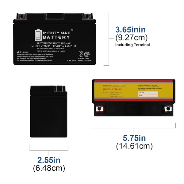 Mighty Max Battery YT7B-BS 12V 6.5AH Replacement Battery Compatible with Moose Utility Division YT7B-BS - MAX3986441