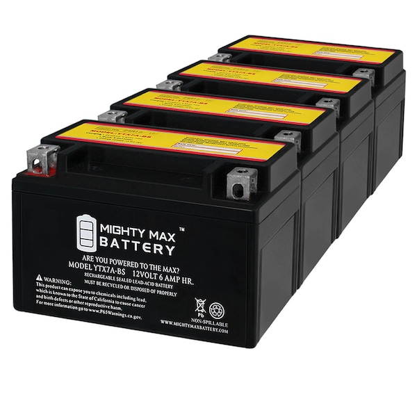 Mighty Max Battery YTX7A-BS Replaces Honda TR200 Fat Cat Sport 150 Skyhawk 170 - 4PK - MAX3861917