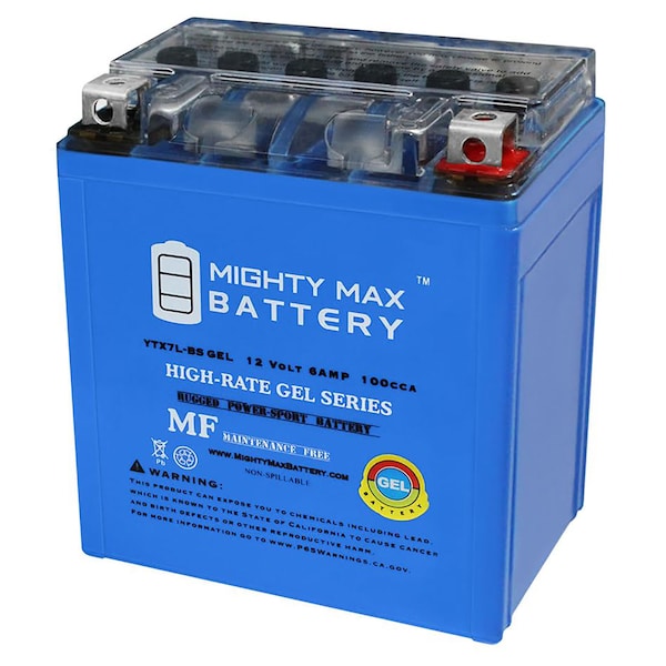 Mighty Max Battery 12V 6AH 100CCA GEL Battery for 85 CCA Motorcycle Battery - YTX7L-BSGEL2