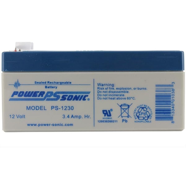 Power-Sonic 12V 3Ah F1 AGM Rechargeable Battery - PS-1230 F1