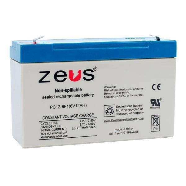 Zeus Battery Products 12Ah 6V F1 Sealed Lead Acid Battery - PC12-6F1