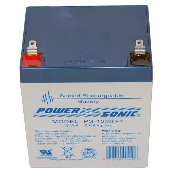 Power-Sonic 12V 5Ah F1 AGM Rechargeable Battery - PS-1250 F1