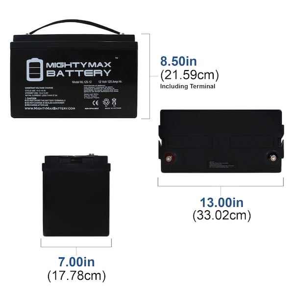 Mighty Max Battery 12V 125AH SLA Battery for CANADIAN SOLAR Solar Panels - ML125-127