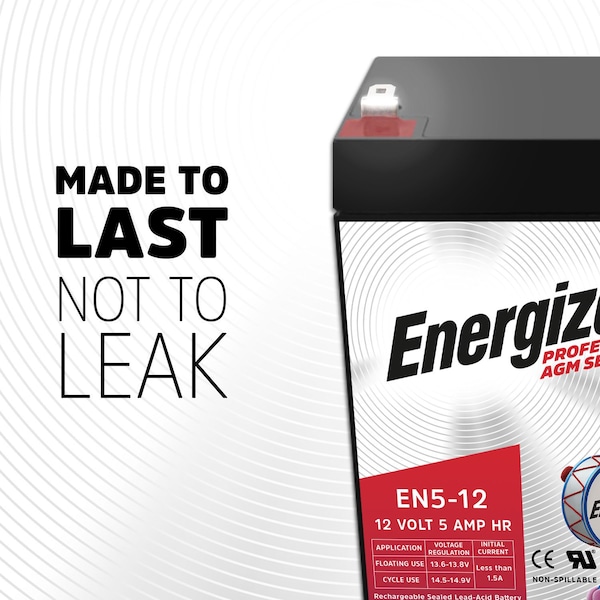 Energizer EN5-12, 12 Volt 5 Amp Hr, Long Lasting Sealed Lead Acid AGM Rechargeable Battery - EN4098459